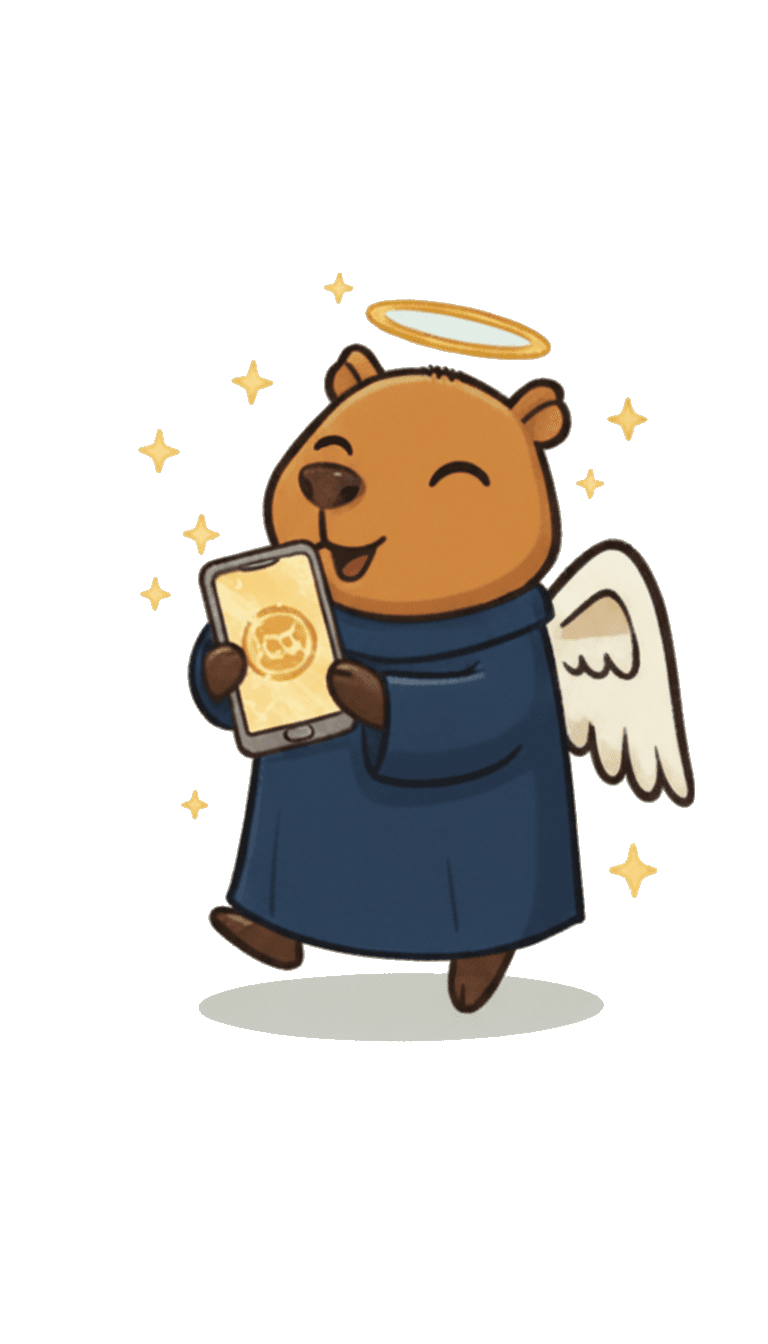 Capibro holding a phone